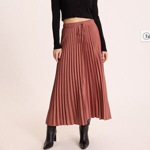 Elegant A-Line Brown Pleated Skirt